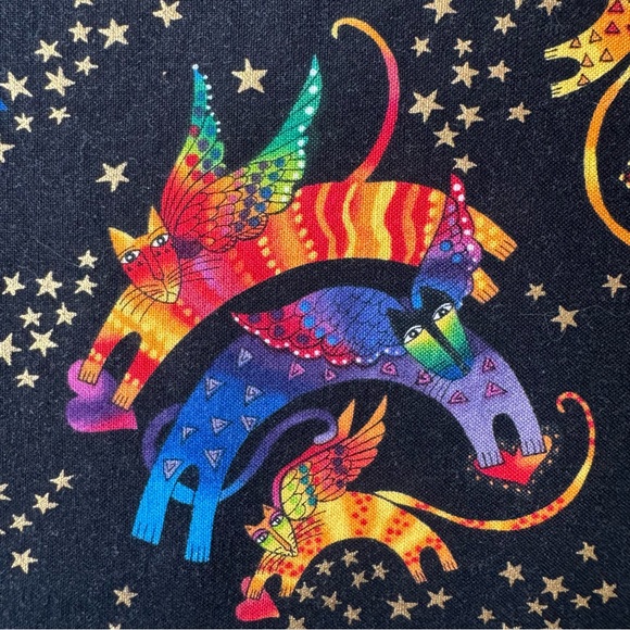 Laurel Burch Cotton Fabric “Holiday Collection” Cat Angels and Stars, 3 ya… - Picture 4 of 6